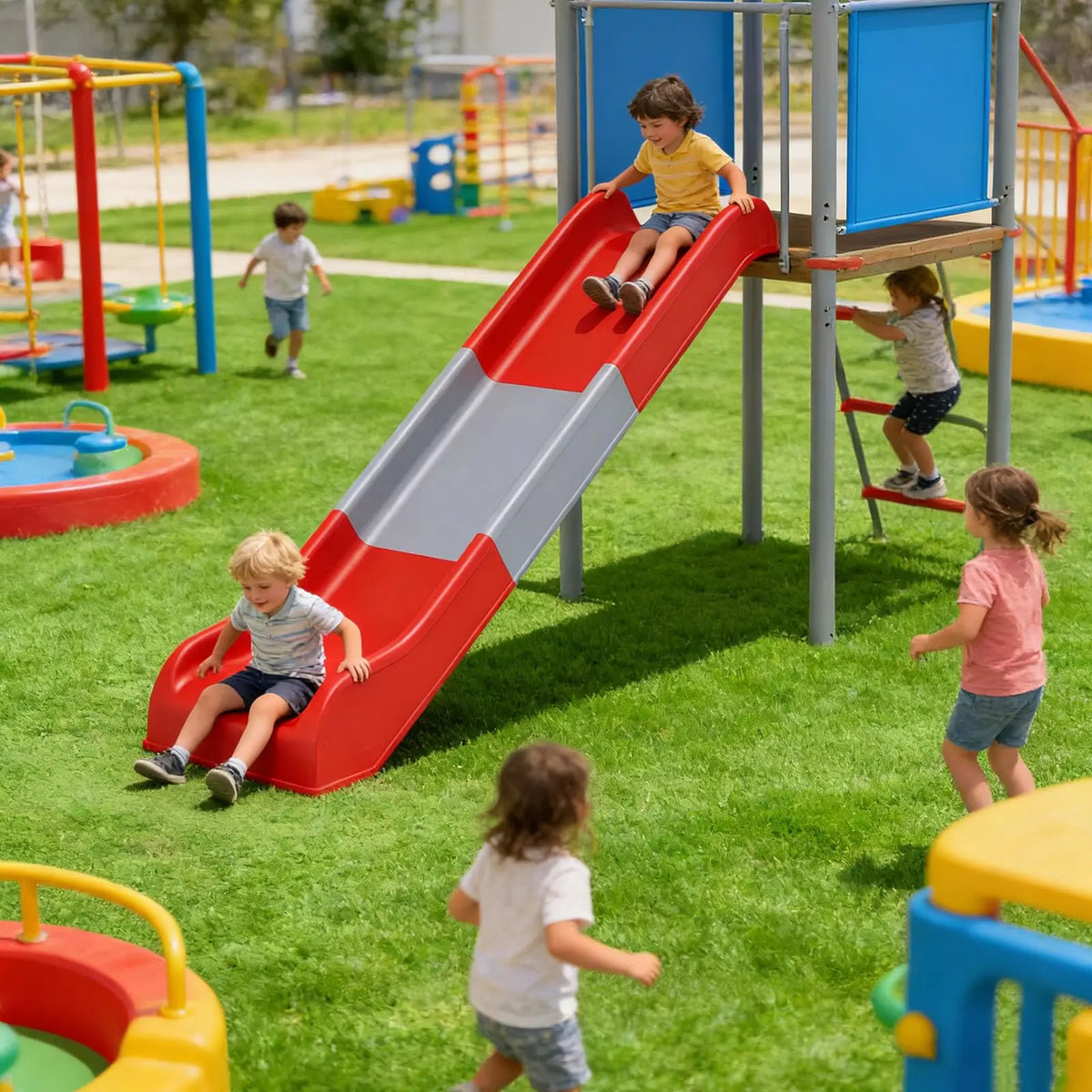 EliteZ Outdoor Playset With Swing Slide And Basketball Hoop