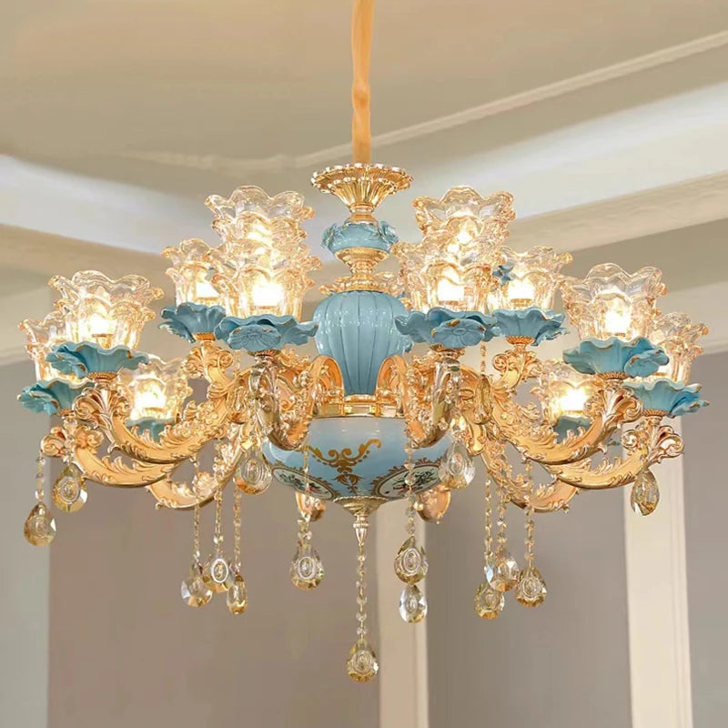 Fei Guang Lighting Ceramic Chandelier Crystal Glass Fixture
