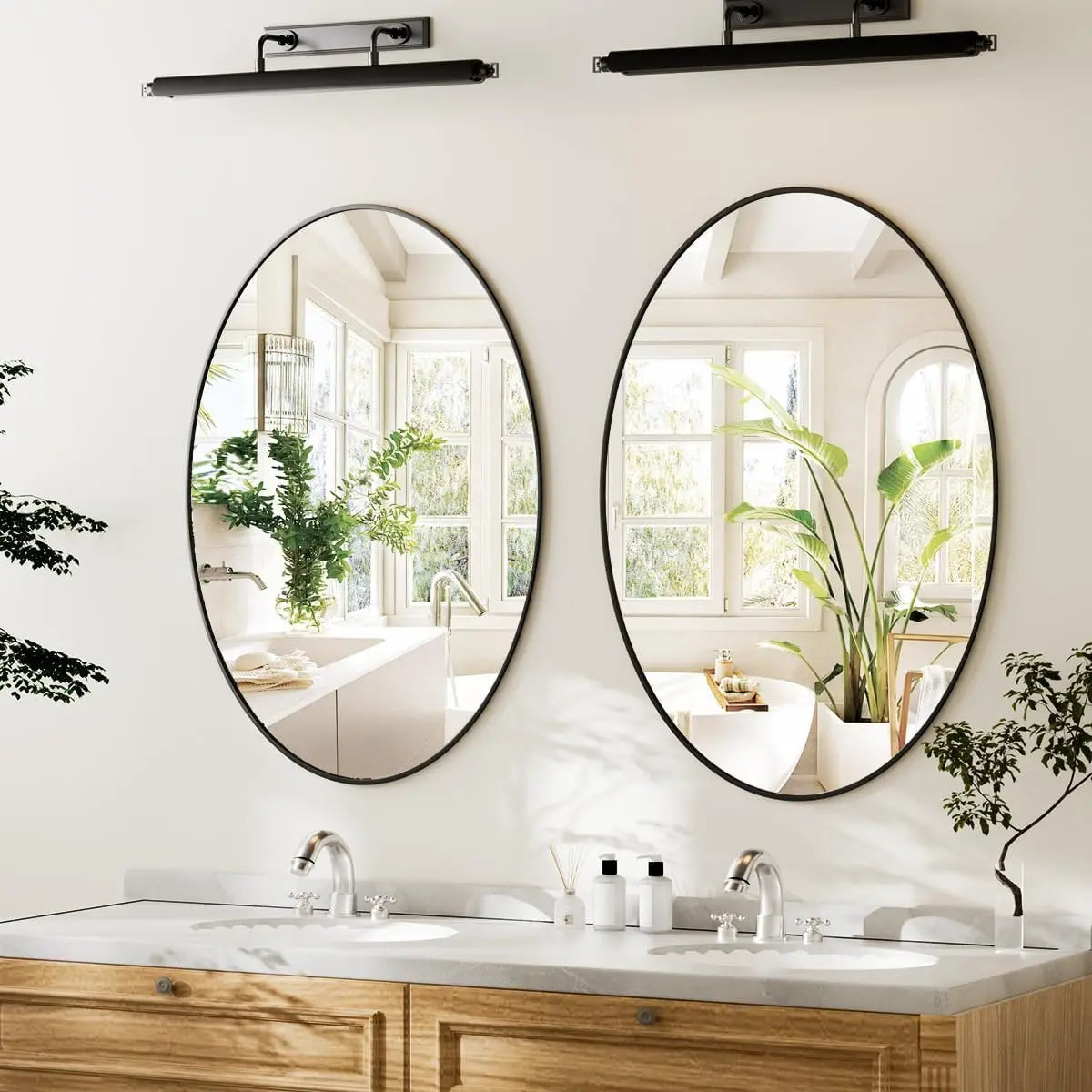 Black Oval Bathroom Mirror, 20'x28' Bathroom Vanity Mirror, Oval Mirror for Bedroom Living Room Entryway, Hangs Horizontal or Ve