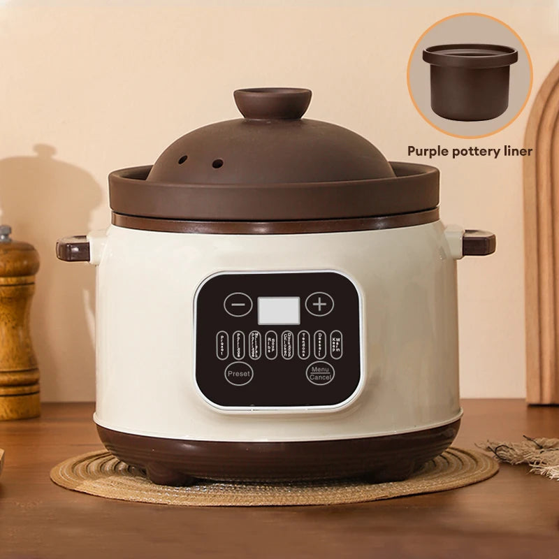 3.8L Multifunctional Electric stew pot Slow Cooker Ceramic Inner Pot Multi-Cooker for Soup Porridge Casserole Household Kitchen