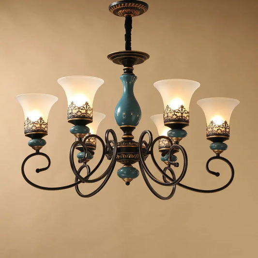 French Style Antique LED Ceramic Chandelier For Living Room