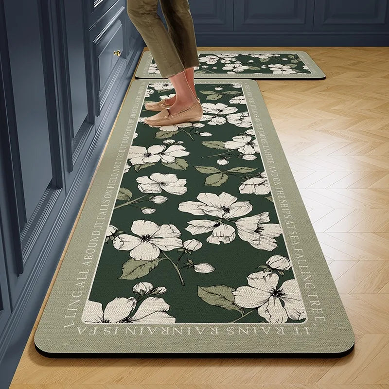 Facaishu PVC Leather Kitchen Floor Mat Non-Slip Waterproof Oilproof Rug