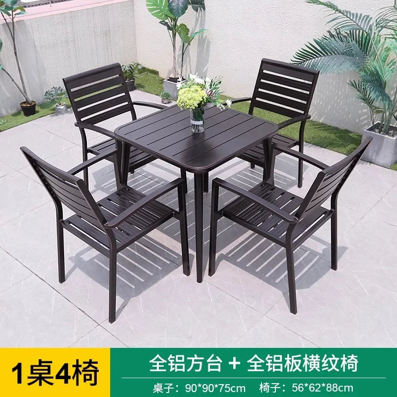 Outdoor Aluminum Alloy Patio Table And Chairs Set For Courtyards