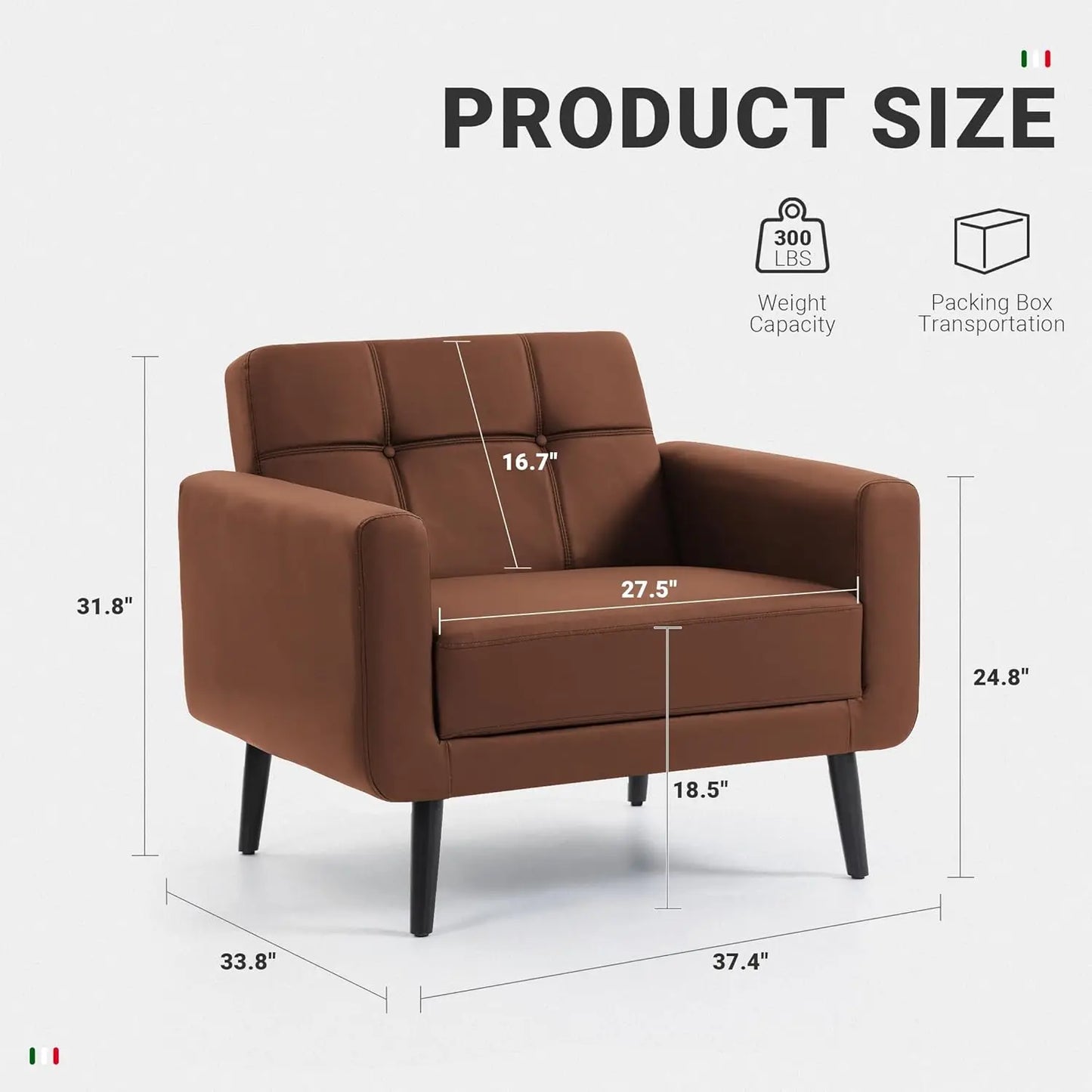 Mid-Century Oversized Upholstered Accent Chair In PU Leather