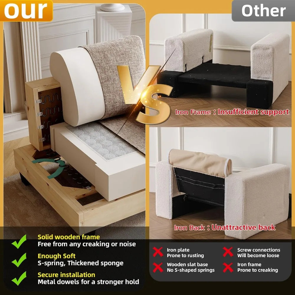 Oversized Accent Chair w/ Armrest Organizer, 7.8'' Cushion, Comfy Living Room Armchair, Brown Chenille