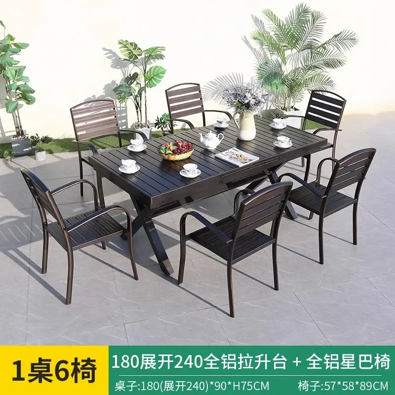 Outdoor Aluminum Alloy Patio Table And Chairs Set For Courtyards