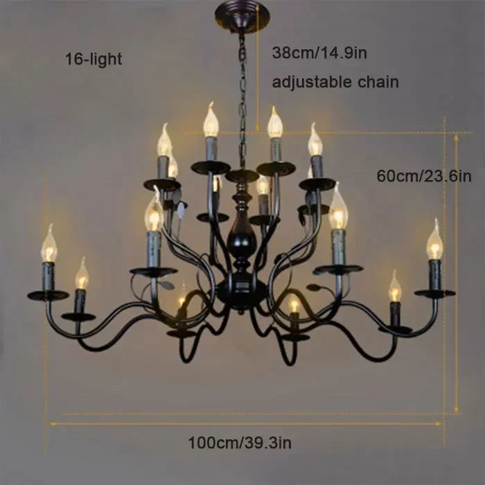 Enerlord French Candle Chandelier Iron Industrial Lustres