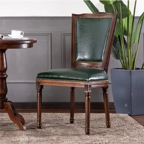 DUTRIEUX Rustic Wooden Armrest Dining Chairs Leather European Design
