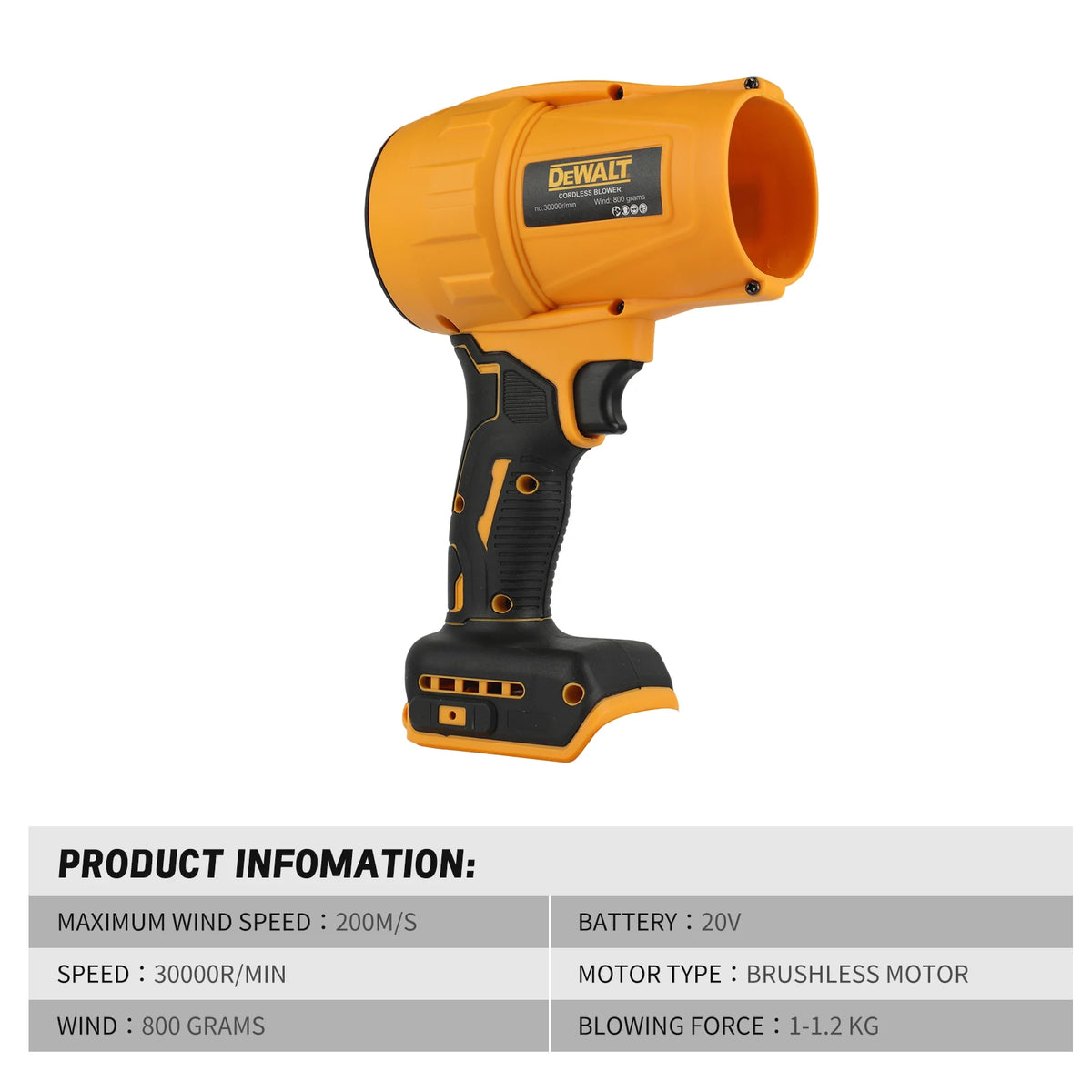 DEWALT D317 20V Cordless Leaf Blower - High-Speed Handheld Jet Fan Air Blower for Patio Cleaning & Dust Blowing, Tool Only