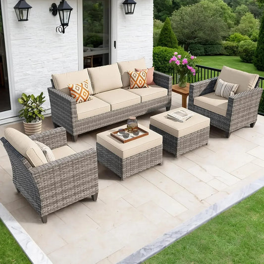 Patio Furniture Set Outdoor Wicker Sofa Couch All Weather