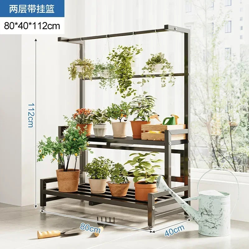 Tiered Display Plant Rack Shelf Universal Outdoor Metal Square Plant Rack Shelf Luxury Black Plantenrek Balcony Furniture