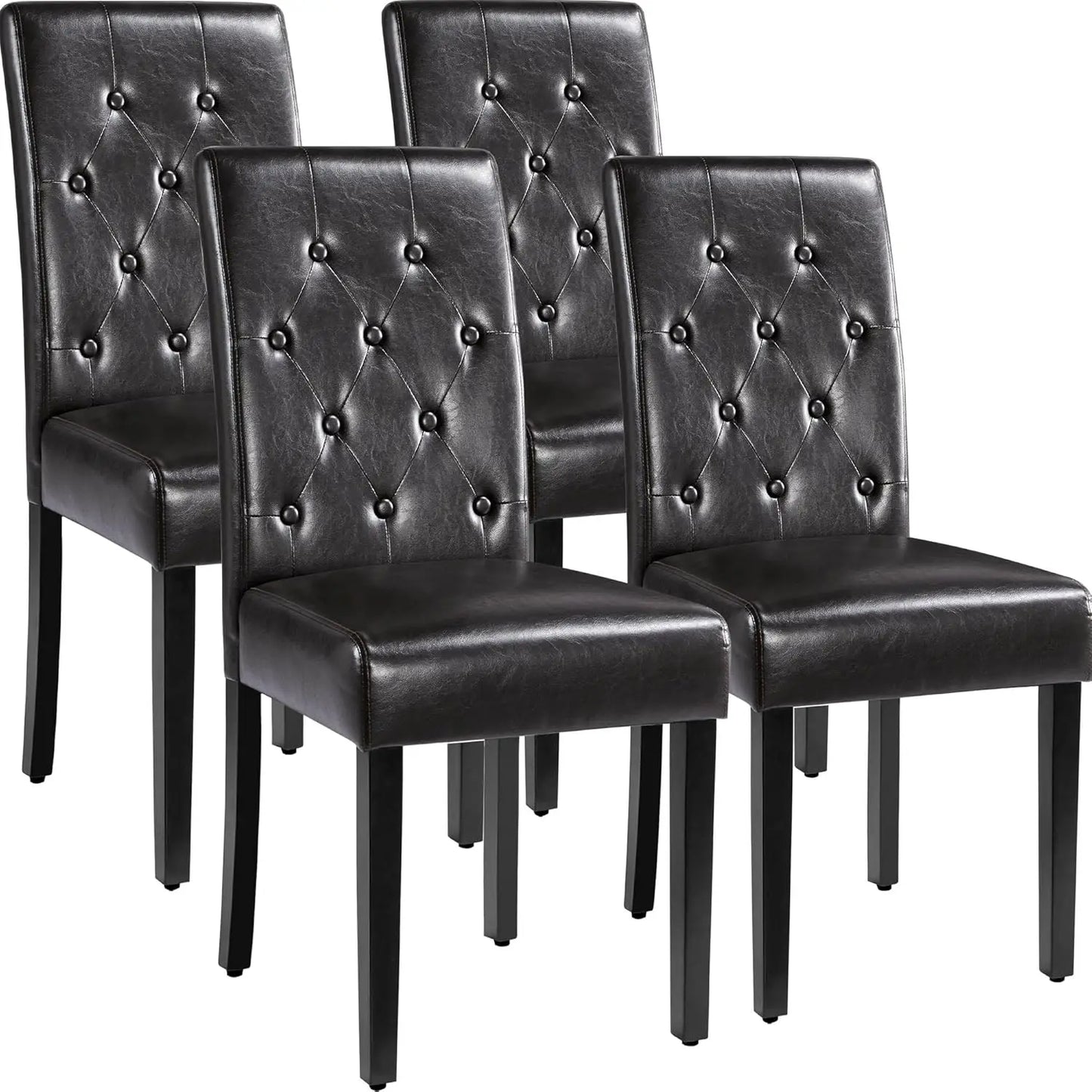 Dining Chairs Set of 4 Modern Style Faux Leather Dining Room Chairs with Solid Wood Legs and Button Tufted Padded, Customized