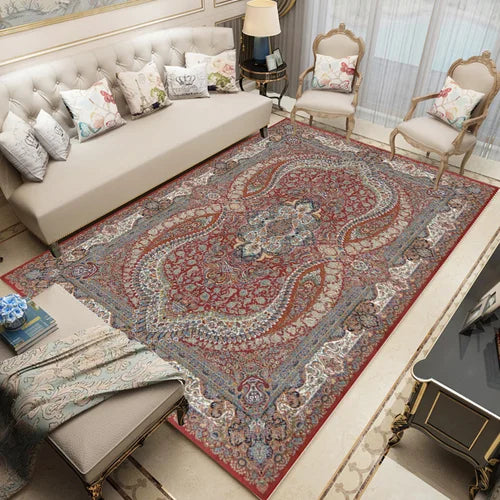 Geometric Persian Style Area Rug For Living Room And Bedroom Polyester Carpet