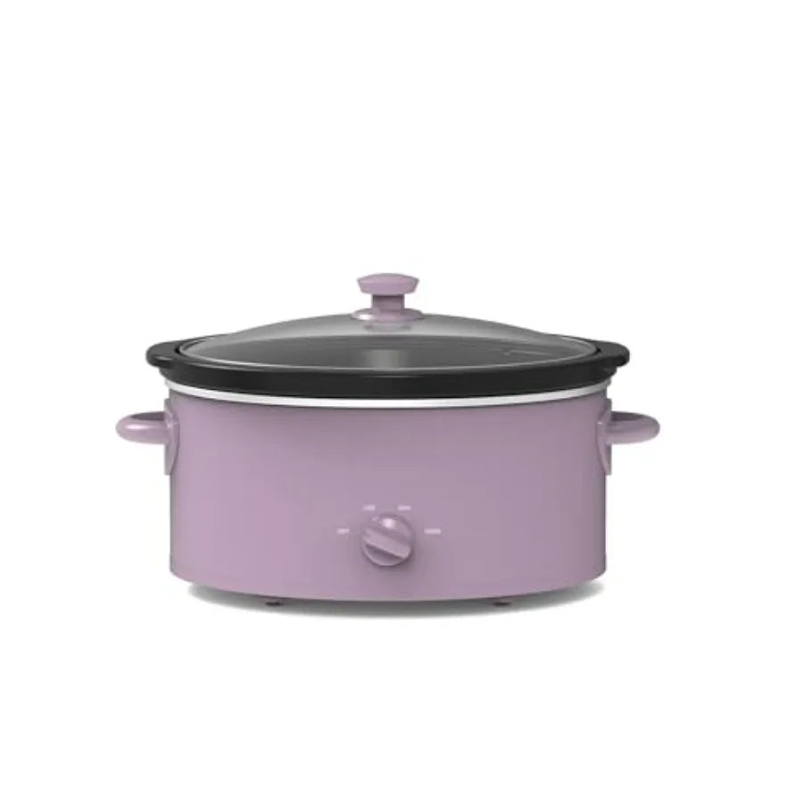 Oval Slow Cooker With Removable Stoneware Crock Glass Lid Three Heat Settings