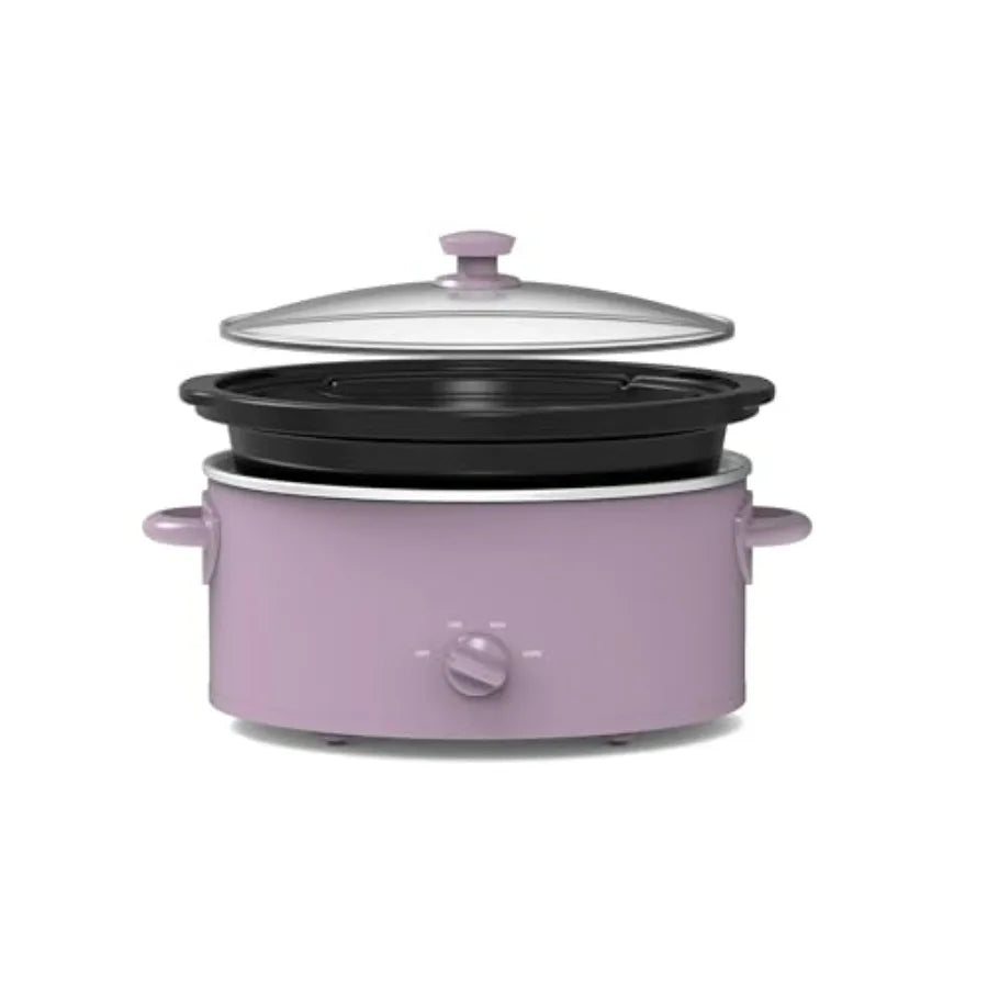 Oval Slow Cooker With Removable Stoneware Crock Glass Lid Three Heat Settings