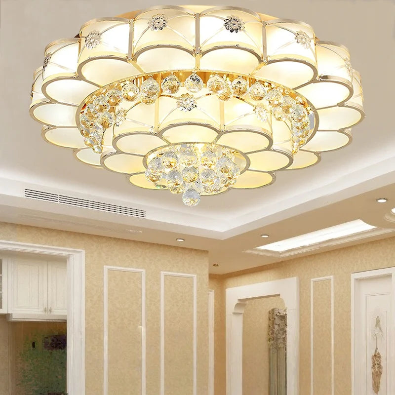 European Style Living Room Crystal Ceiling Lamp Atmospheric Simple Modern LED Bedroom Study Kitchen Island Ceiling Light Fixture