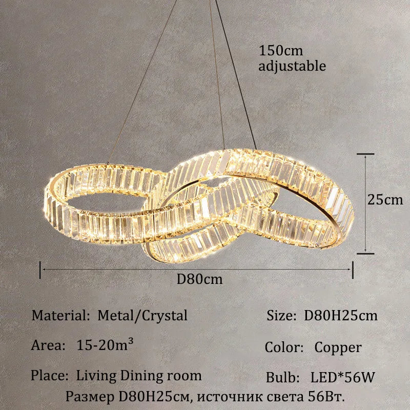 KUALOOL Luxury LED Crystal Chandeliers For Living And Dining Ceiling Lights
