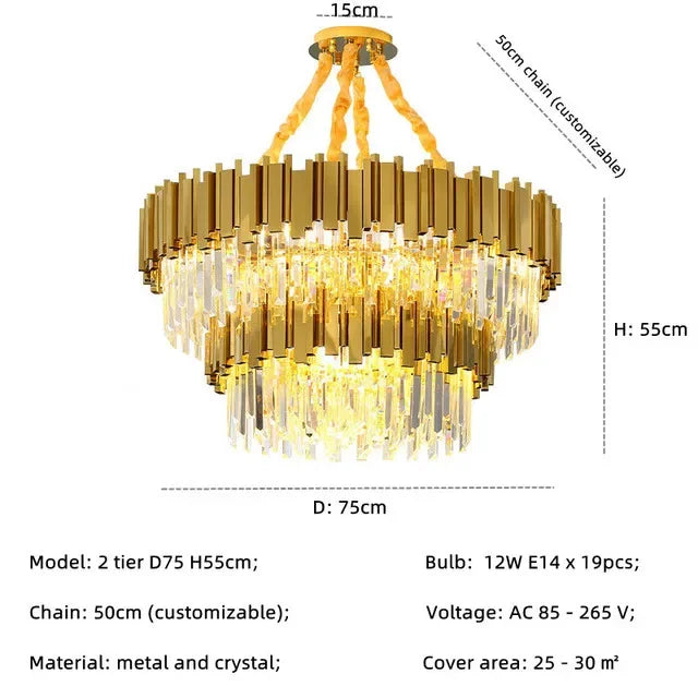 Jiankexing Modern Crystal LED Chandelier For Living Room Dining Bedroom