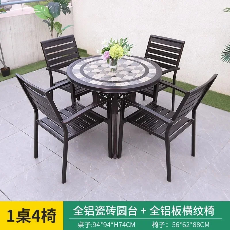 Outdoor Aluminum Alloy Patio Table And Chairs Set For Courtyards