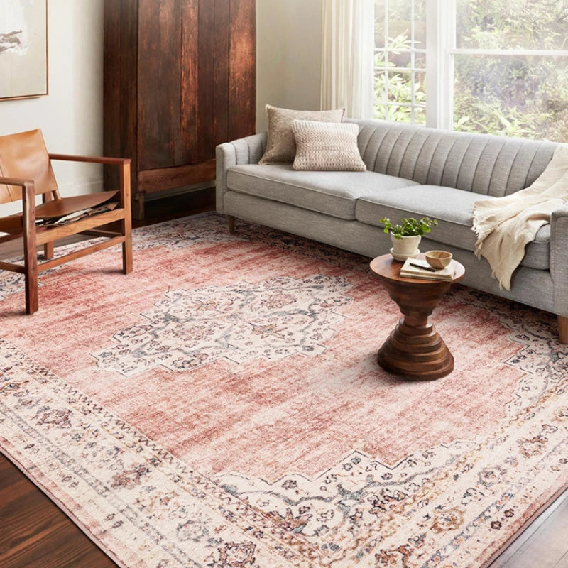 American Retro Plush Living Room Rug Soft Bedroom Carpet Washable