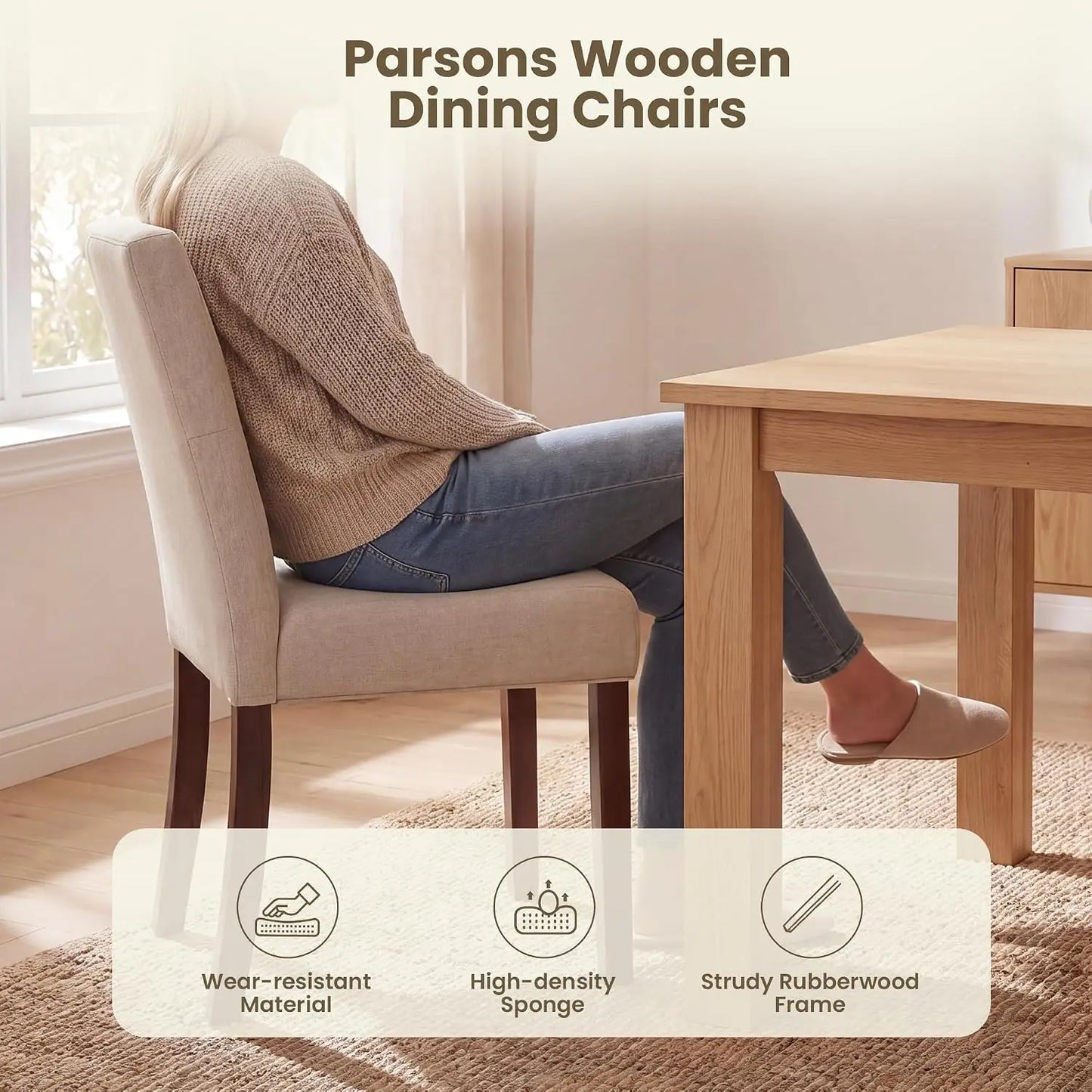 Modern Upholstered Parsons Dining Chairs Set of 6, Diamond Tufted Back & Solid Wooden Frame for Kitchen & Dining Room, Custom