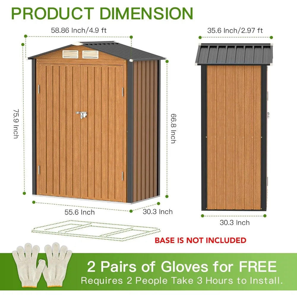 Outdoor Metal Storage Shed With Lock For Garden Utility