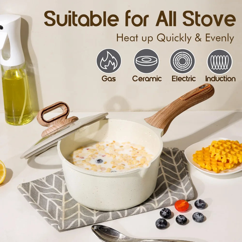 DONNOR Ceramic Cookware Sets Pots and Pans Set Nonstick  Induction Cookware Kitchen Cooking Set with Frying Pans Set