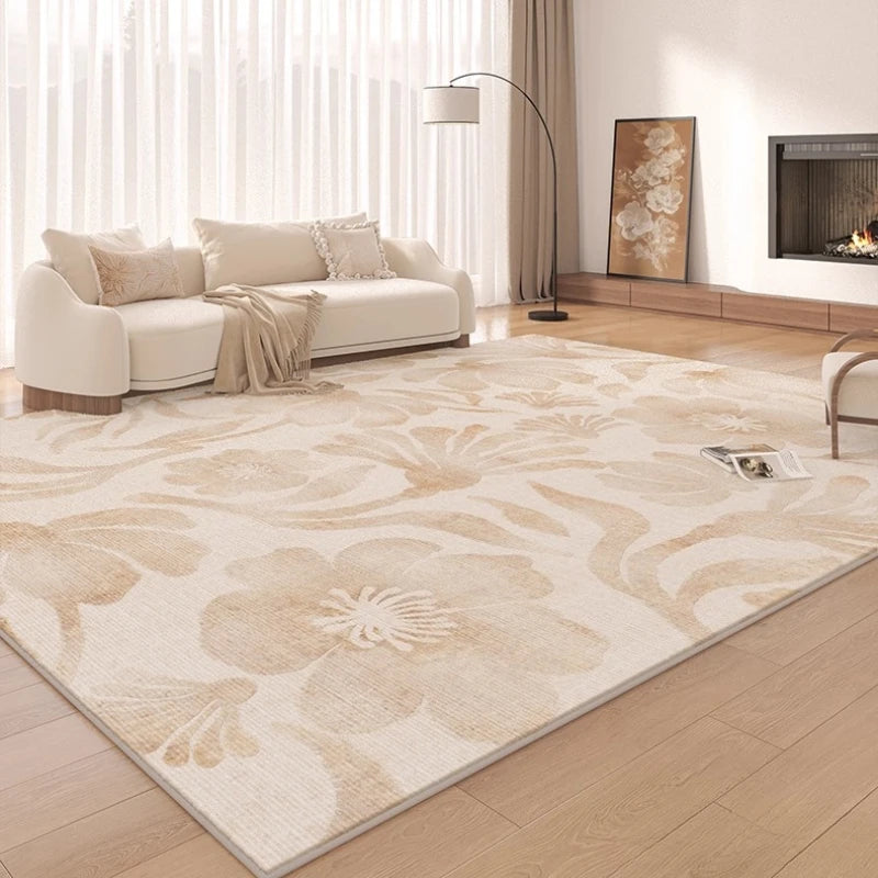 Maillard Style Carpets for Living Room Light Luxury Bedroom Decor Carpet Fluffy Soft French Floral Rug Home Thicken Plush Mat
