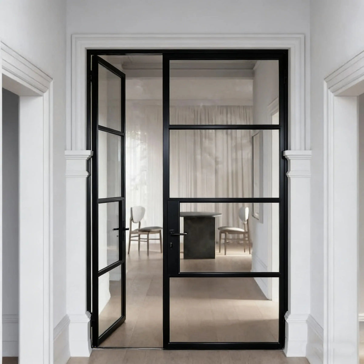 Household Heavy Duty Security French Door Aluminum Frame Glass French Entrance Door Long Lasting and Durable French Double Door