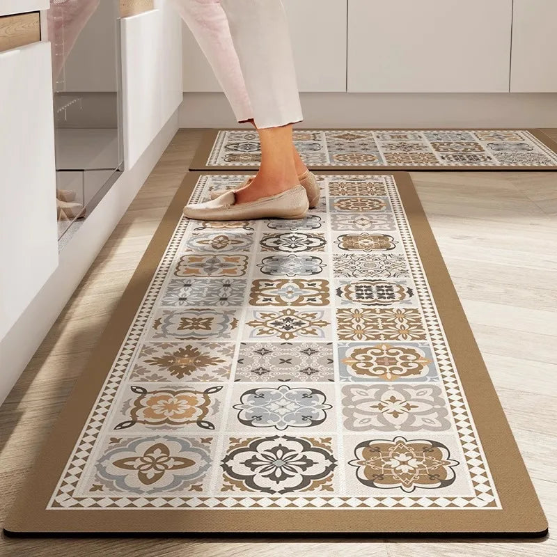 Facaishu Kitchen PVC Leather Anti Slip Waterproof Floor Mat
