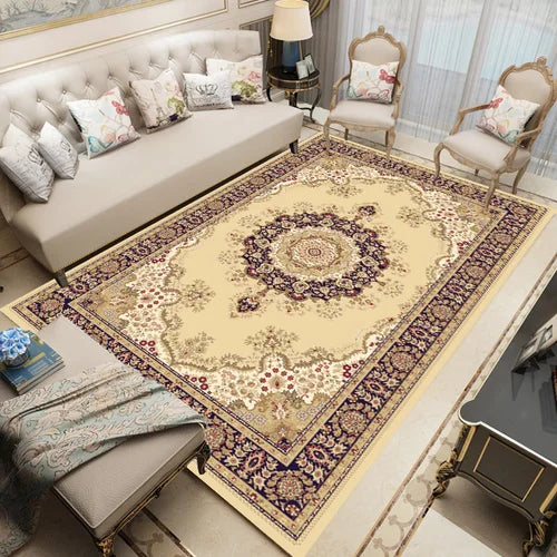Geometric Persian Style Area Rug For Living Room And Bedroom Polyester Carpet
