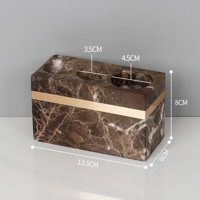 Emperador Dark Natural Marble Bathroom Set Luxury Stone Toothbrush Holder Tooth Mug Soap Dispenser Bathroom Accessories