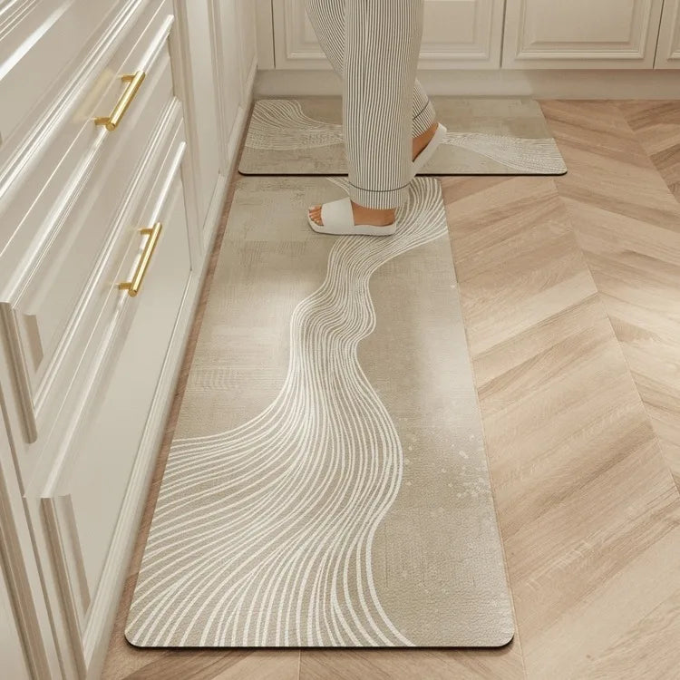Facaishu Waterproof Kitchen Floor Mat PVC Leather Non Slip Rug