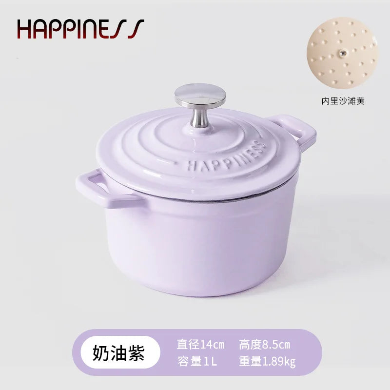 Physically Non-Stick Mini Stew Pot, Enameled Cast Iron Small Milk Pan, All Stove Compatible Soup Casserole Slow Cooker