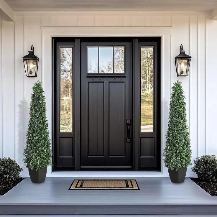 Outdoor Aluminum Frame Modern Design Main Door Enhance Safety Hurricane Resistant Exterior Door with High Security for Home
