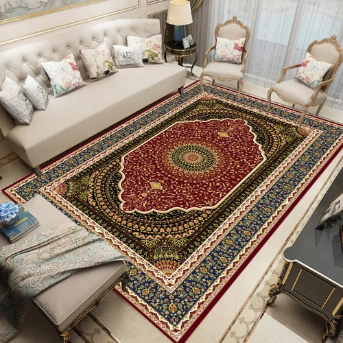 Geometric Persian Style Area Rug For Living Room And Bedroom Polyester Carpet