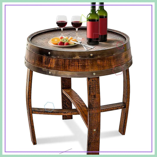 Rustic Oak Barrel End Table Handcrafted Whiskey Barrel Side Table