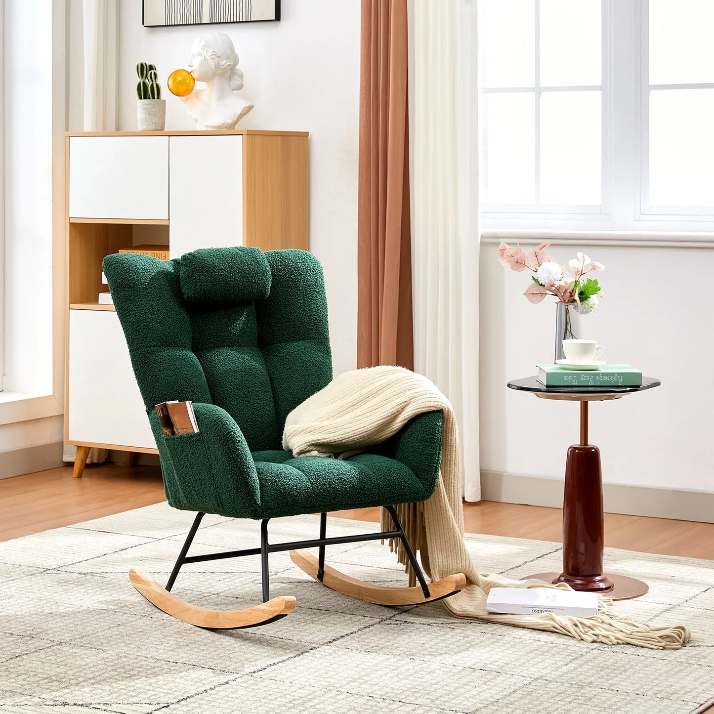 HiMISS High Back Rocking Chair With Headrest And Padded Seat