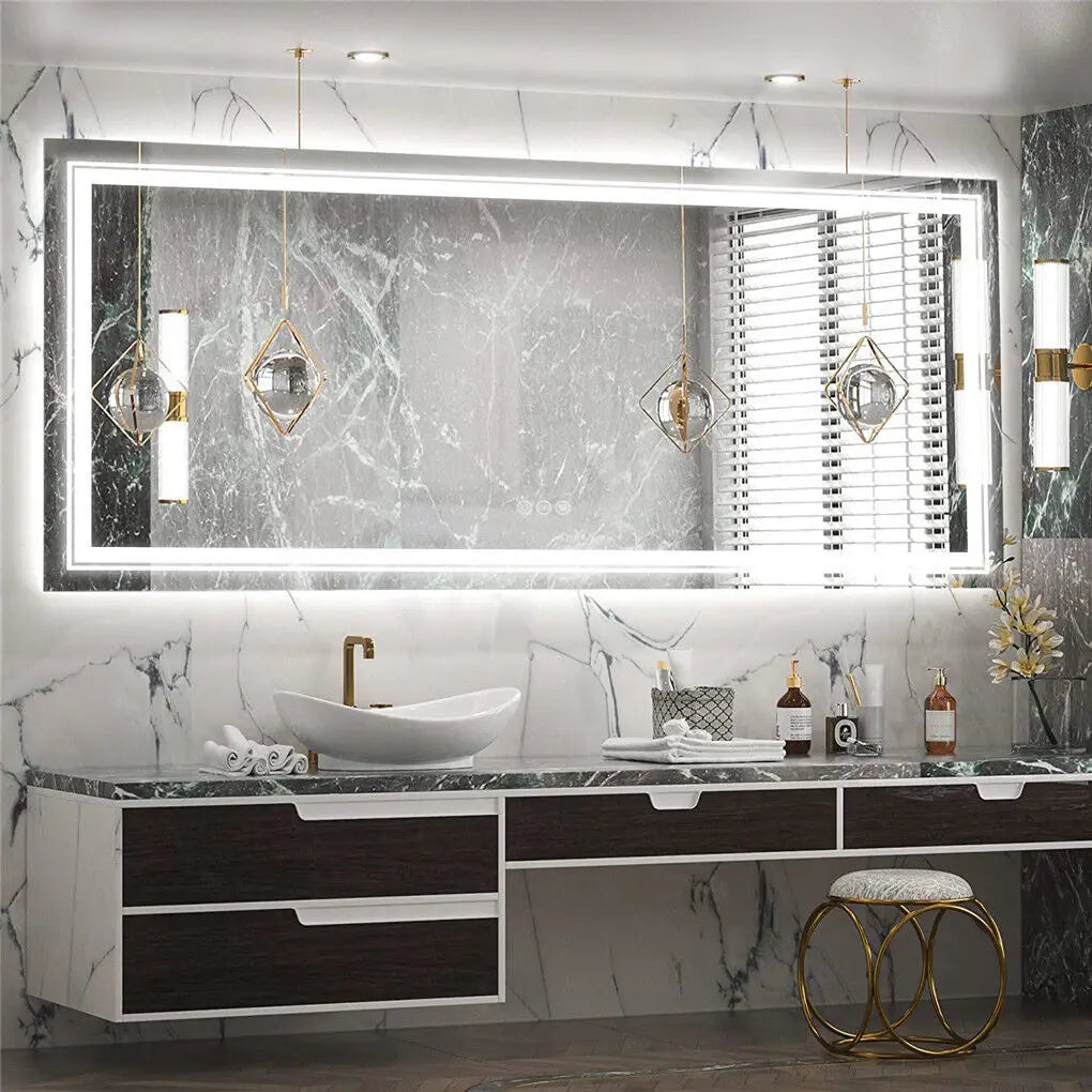 LUVODI Illuminated Bathroom Mirror With Touch Sensor And Anti Fog Lights