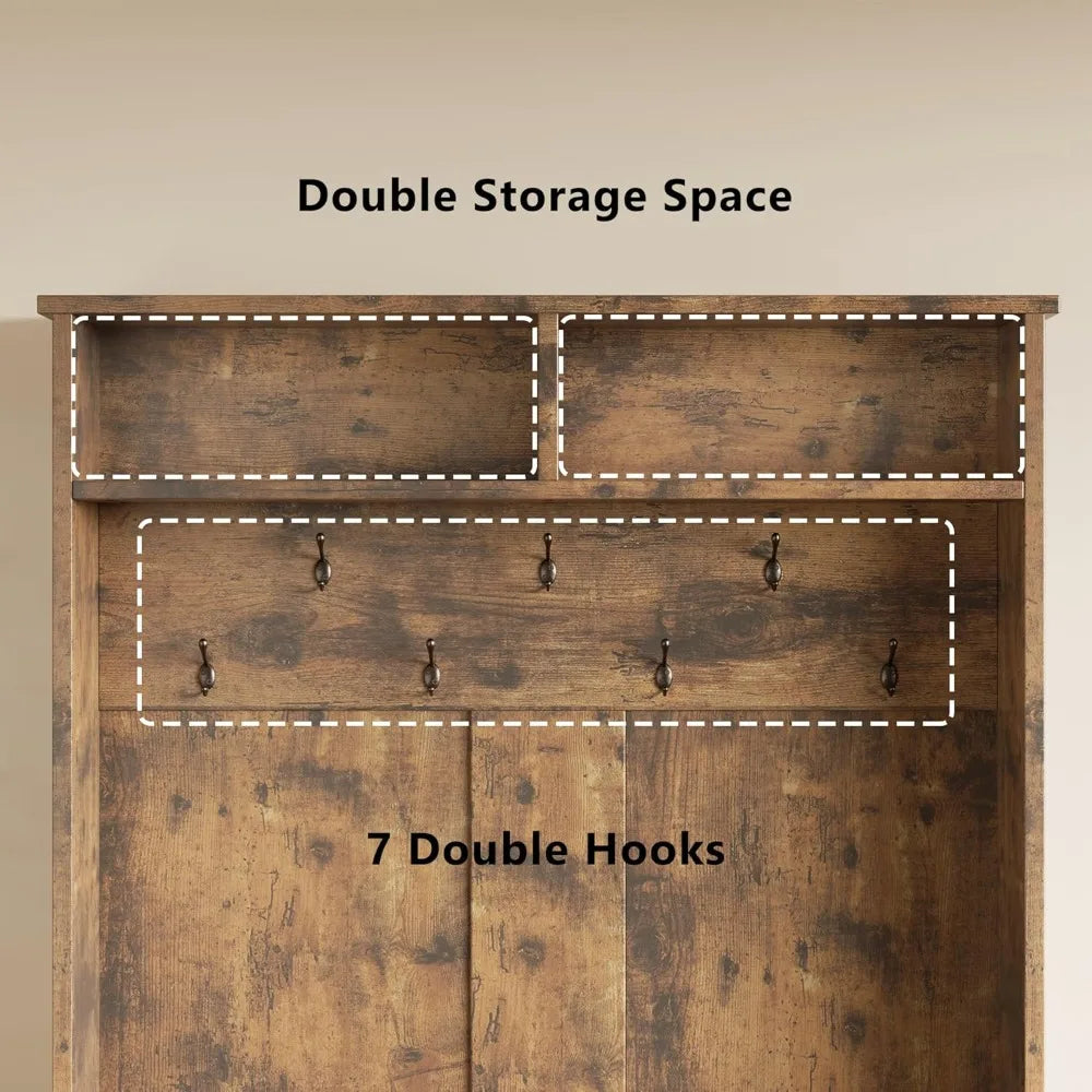 Hall Tree With Bench And Storage Three In One Coat Rack And Shoe Bench