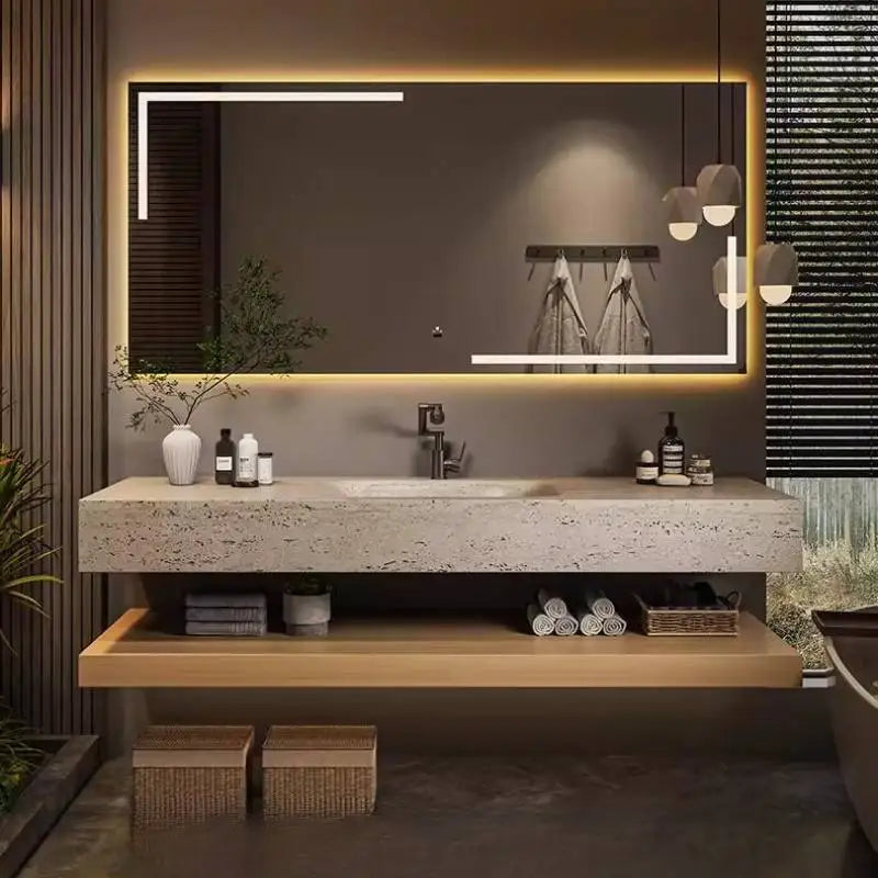 Rustic Set Mirror Bathroom Cabinet Light Vintage Space Saving Bathroom Cabinet Shelves Vanity Mobile Da Bagno Furniture For Home