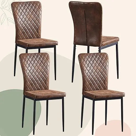 Modern Suede Dining Chairs Set Of 4 With Iron Frame
