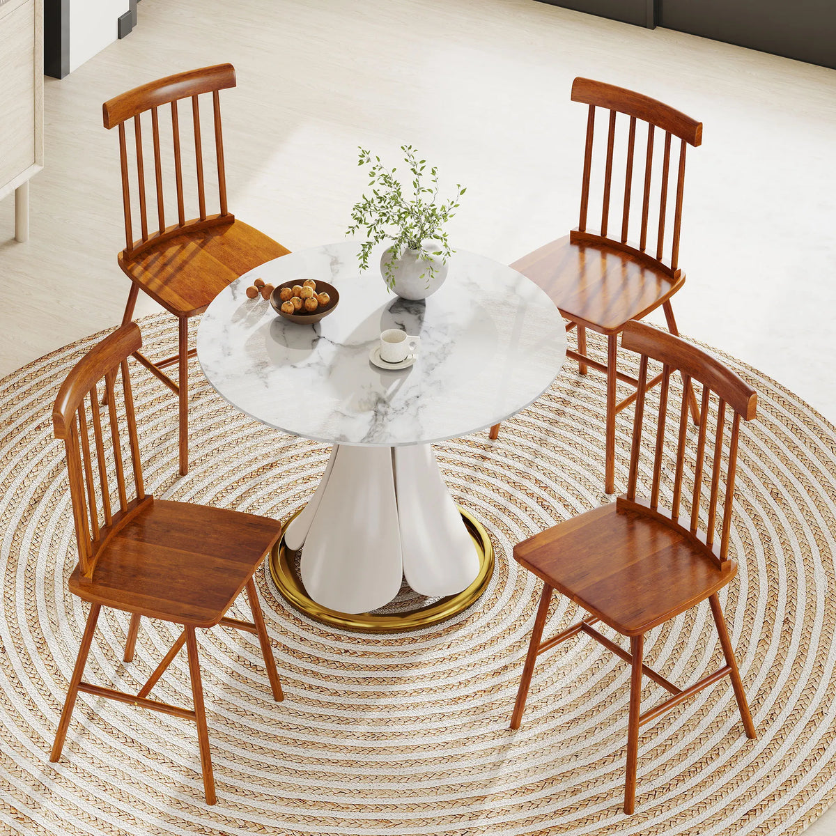 HOMCOM Windsor Wooden Dining Chairs With Spindle Backrests