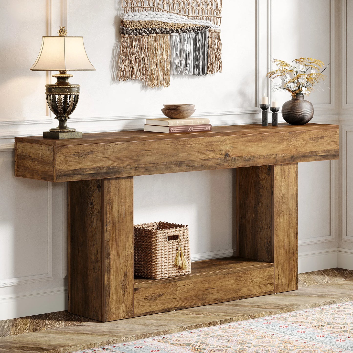 Tribesigns Farmhouse Console Table With U Shaped Base Entryway