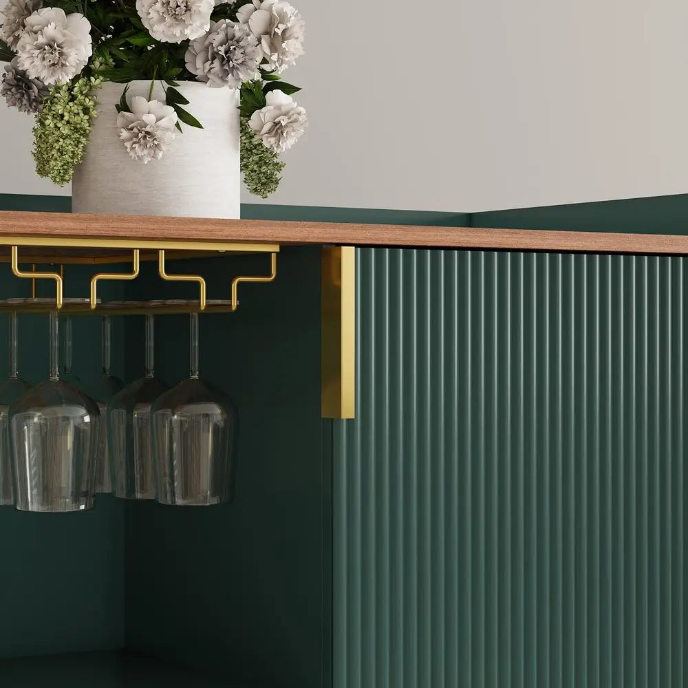 Wine Bar Cabinet With Glass Holder And Wine Rack Rustic Modern Storage