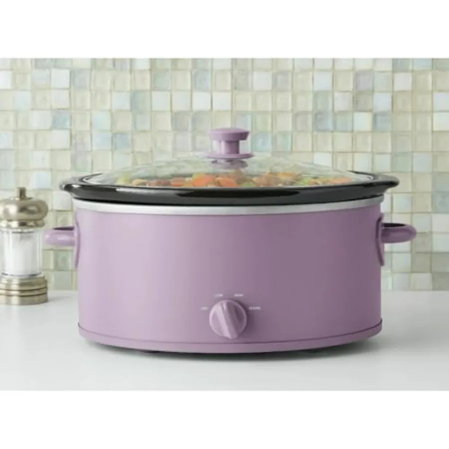 Oval Slow Cooker With Removable Stoneware Crock Glass Lid Three Heat Settings