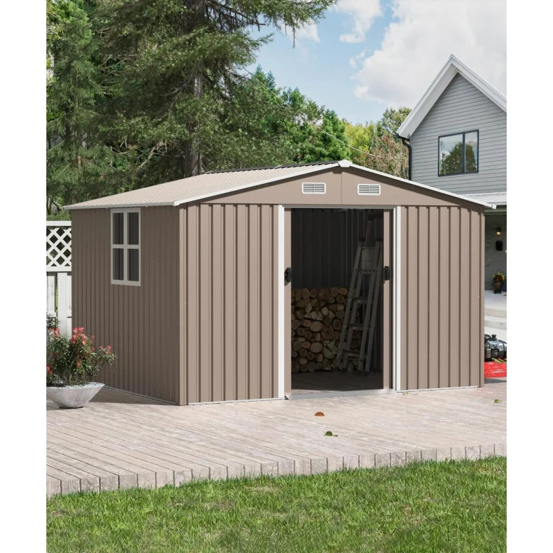 Outdoor Storage Shed Waterproof Lockable With Sliding Door And Ventilation