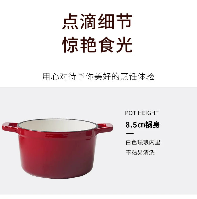 Physically Non-Stick Mini Stew Pot, Enameled Cast Iron Small Milk Pan, All Stove Compatible Soup Casserole Slow Cooker