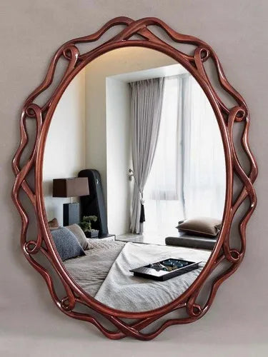 Oval Copper Wall Mirror, European American Style, Waterproof