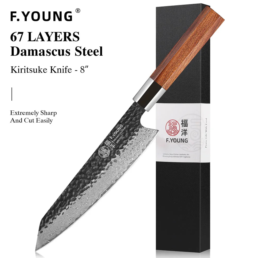 F.YOUNG Professional Kitchen Knives Damascus Steel Japanese Chef Knife Slicing Sashimi Utility Handmade Cooking Kitchen Utensils